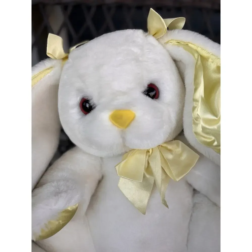 Commonwealth Easter Bunny Rabbit Plush Stuffed Animal 1988 Bow Tie Yellow Satin